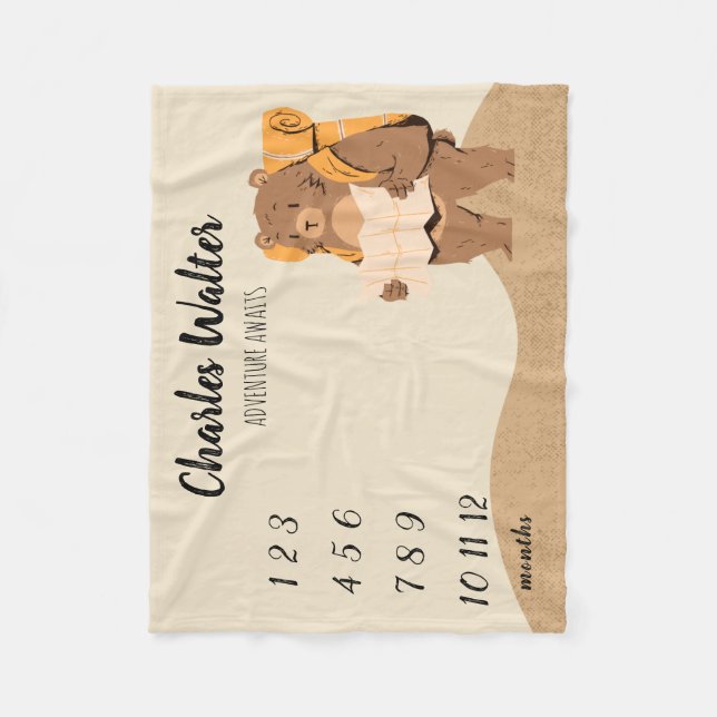 Äventyr väntar Baby Milstolpe Filta Björn Fleecefilt (Framsidan)