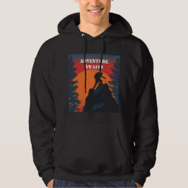 Äventyr Väntar Berg Siluett Retro Solnedgång Hoodie
