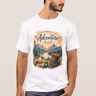 Äventyr Väntar Bergsjön Camping Solnedgång T Shirt