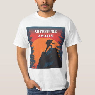 Äventyr Väntar Bergssilhuett Retro Solnedgång T Shirt