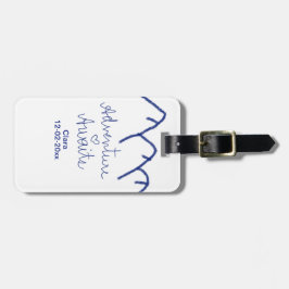 Äventyr väntar blå berg hjärta lägg till namn bagagebricka