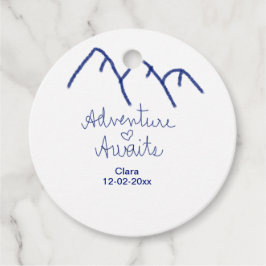 Äventyr väntar blå berg hjärta lägg till namn  gåvor etiketter