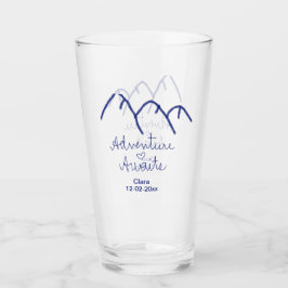 Äventyr väntar blå berg hjärta lägg till namn  glaskopp