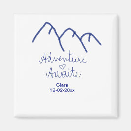 Äventyr väntar blå berg hjärta lägg till namn  magnet