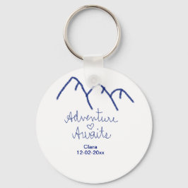 Äventyr väntar blå berg hjärta lägg till namn nyckelring