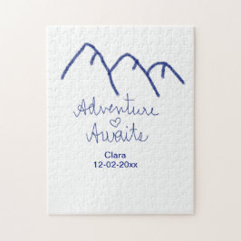 Äventyr väntar blå berg hjärta lägg till namn  pussel