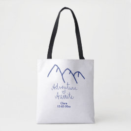 Äventyr väntar blå berg hjärta lägg till namn  tygkasse