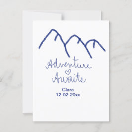 Äventyr väntar blå berg hjärta lägg till namn  vykort