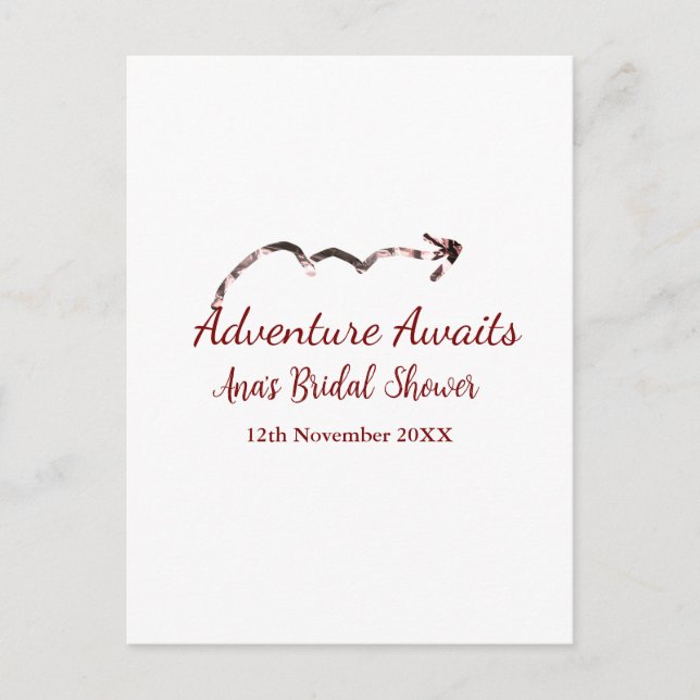 Äventyr väntar bröllopsdusch lägg till namn pil ma vykort (Framsida)