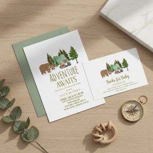 Äventyr Väntar Camping Virtuell Baby Shower Inbjudningar