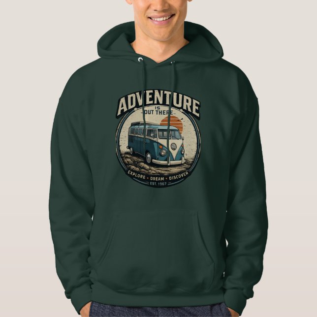 Äventyr väntar därute – Retro husvagnsgrafik  Hoodie (Framsida)