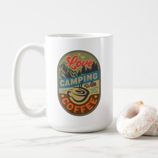 Äventyr väntar: Kärlek Camping Kaffemugg (Med munk)