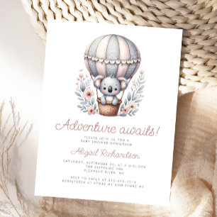 Äventyr Väntar Koala Björn Ballong Baby Shower Vykort