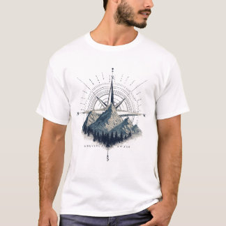 Äventyr väntar – Kompass & Berg Emblem T Shirt