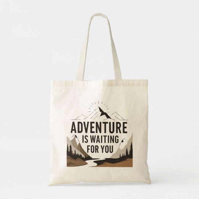 Äventyr väntar på älskare-gåva till campare tygkasse (Baksida)