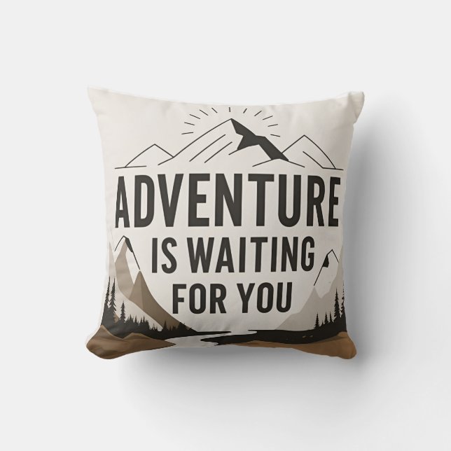 Äventyr väntar på att få ta över älskare utomhus kudde (Framsida)