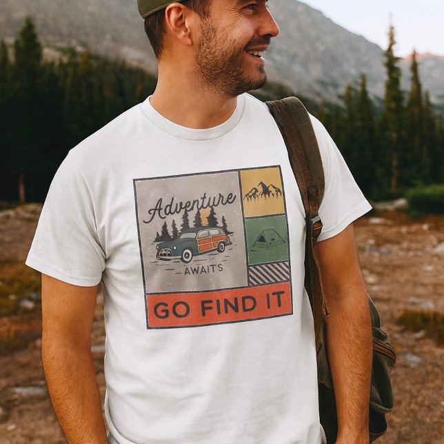 Äventyr väntar på att hitta den Retro Camping Trav T Shirt (Skapare uppladdad)