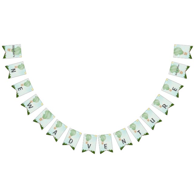 Äventyr väntar på babyskor|Anpassat namn och datum Vimplar (Alla)