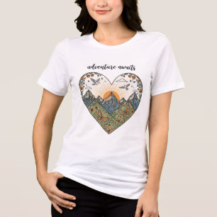 Äventyr väntar på bergshjärtans T-Shirt-design - B T Shirt