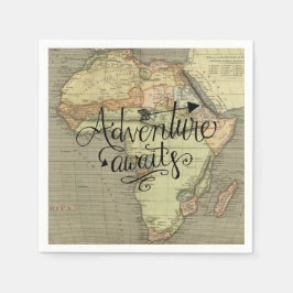 Äventyr väntar på den gamla världskartan pappersservett