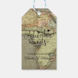 Äventyr väntar på den gamla världskartan presentetikett