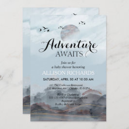 Äventyr väntar på en rustisk babydusch för skogsom inbjudningar