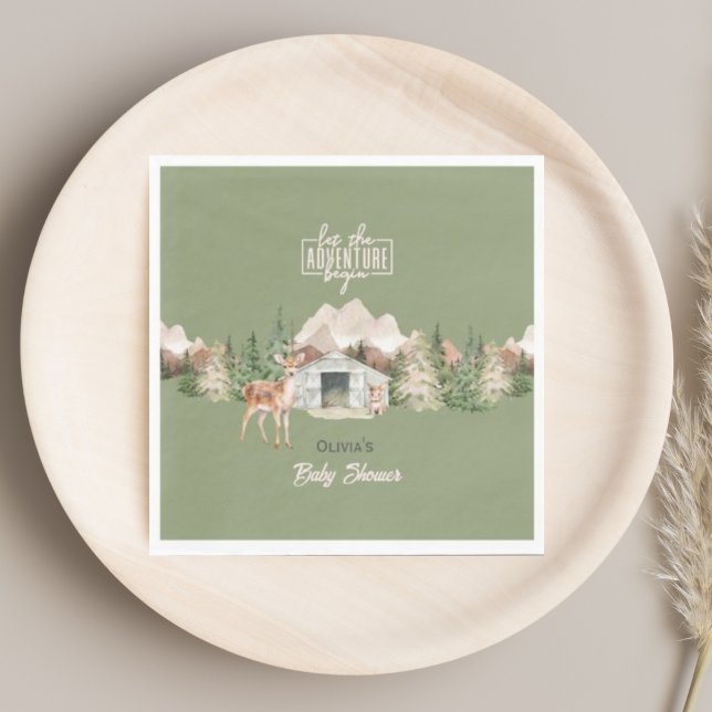 Äventyr väntar på Grönten Bebisdusch för bergskabb Pappersservett (Skapare uppladdad)