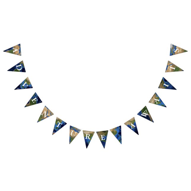 Äventyr väntar på kartan för jordjordklotvärlden vimplar (Alla)