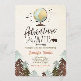 Äventyr väntar på lantlig baby inbjudningar