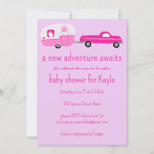 Äventyr väntar på Lastbil och släpvagn BABY SHOWER Inbjudningar