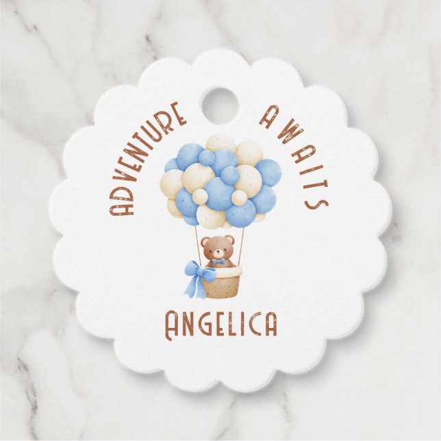 Äventyr väntar på luft-ballongen gåvor etiketter (Framsida)