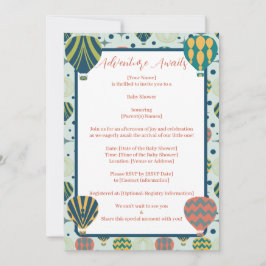 Äventyr väntar på Luftballong Sage Baby Shower Inbjudningar