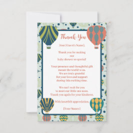 Äventyr väntar på Luftballong Sage Baby Shower Tack Kort