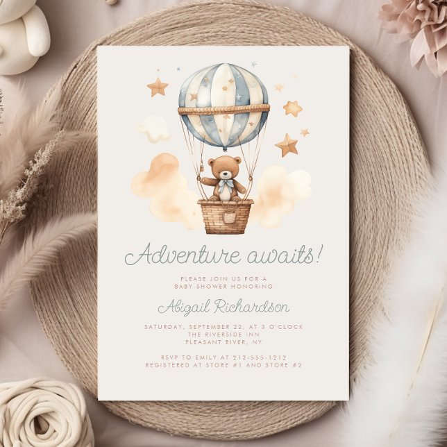 Äventyr väntar på Nalle Boy Baby Shower Inbjudningar (Skapare uppladdad)