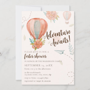 Äventyr väntar på Neutralten Foster Baby Shower Inbjudningar