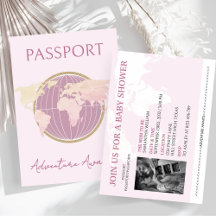 Äventyr väntar på passet Baby Shower Travel