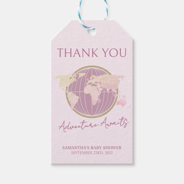 Äventyr väntar på passet-Thame Baby Shower Presentetikett (Framsidan)