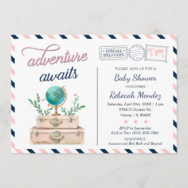 Äventyr väntar på Rosa för spädbarnsskor i flottan Inbjudningar