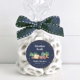 Äventyr väntar på träddjur, babyskor runt klistermärke