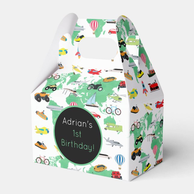 Äventyr väntar på världskartan Fordon Presentaskar (Framsidan Sidan)