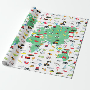 Äventyr väntar på världskartan Fordon Presentpapper