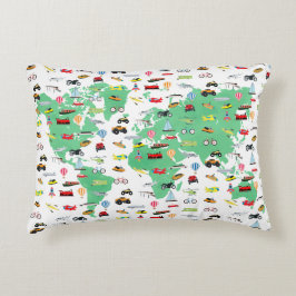 Äventyr väntar på världskartan Fordon Prydnadskudde