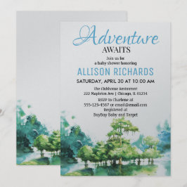 Äventyr väntar på vatten barndusch i skogen inbjudningar