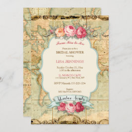 Äventyr väntar på Vintage World Map Ro Inbjudningar