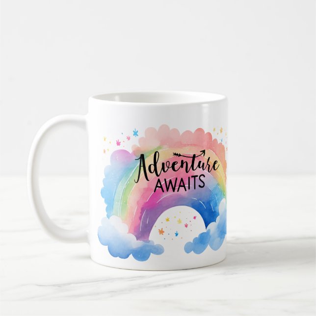 Äventyr Väntar Regnbåge Kaffemugg (Vänster)
