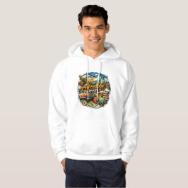 Äventyr Väntar Resekollage Vintage Semester Hoodie