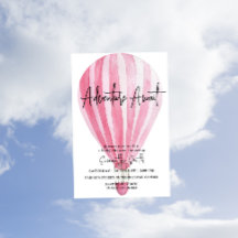 Äventyr Väntar Rosa Varm Luft Ballong Baby Shower