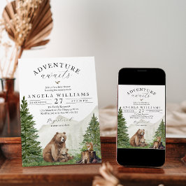 Äventyr väntar sig könsuppehållande babyskor inbjudningar