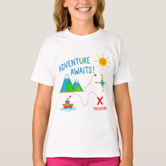 Äventyr Väntar Skattkartas Barnteckning T Shirt