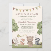 Äventyr Väntar Skogsdjur Baby Shower